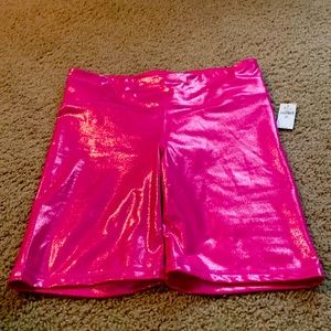 Hot pink metallic bike shorts